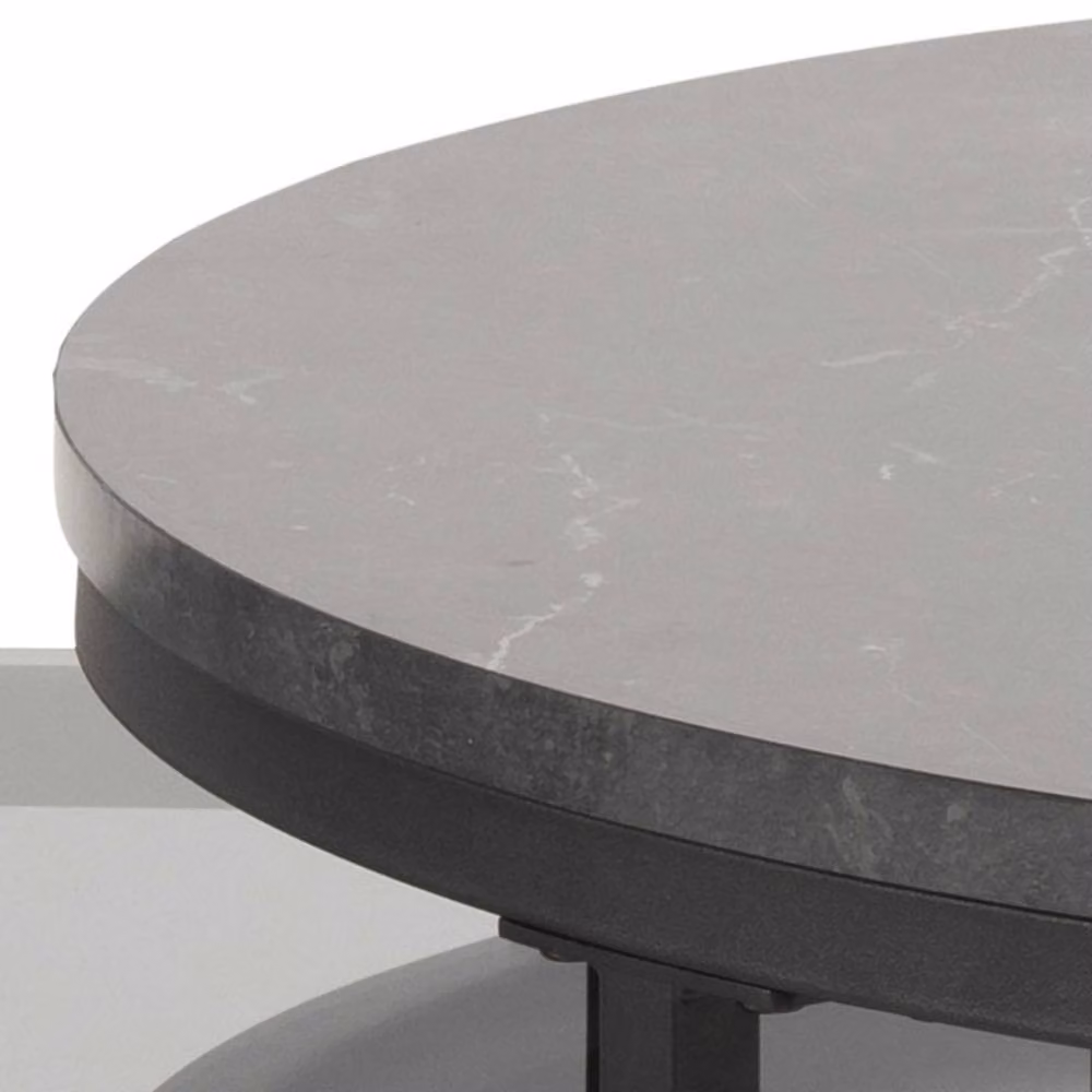 Wyld Haus Reykjavik Nesting Coffee Tables with Black Marble Effect and Grey Glass Tops – 3