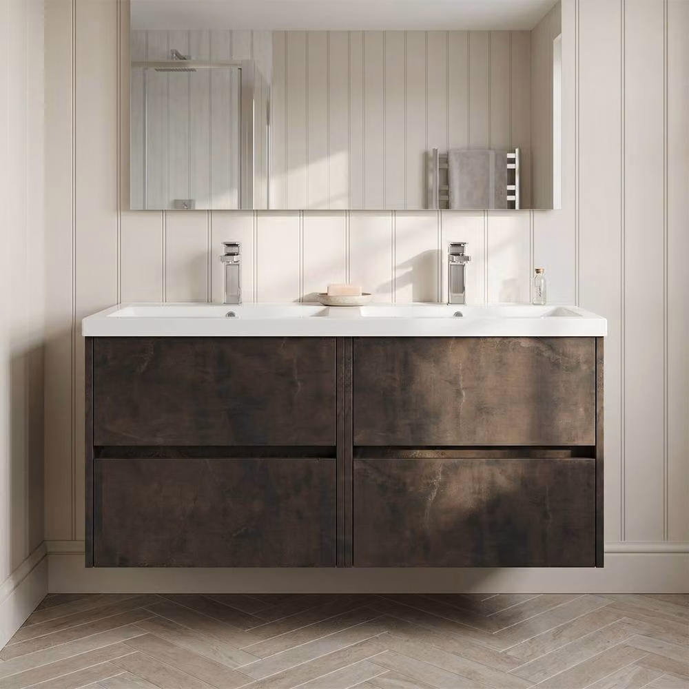 Balterley Chartley Contemporary 4 Drawer Wall Hung Vanity Basin Unit, Grey, Width: 120 cm – 3