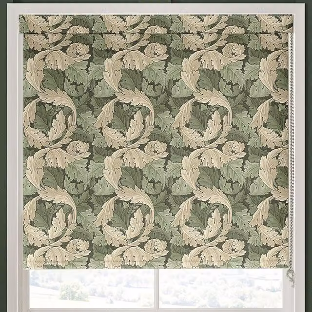 William Morris At Home Acanthus Made to Measure Blackout Roller Blind in Nettle Green