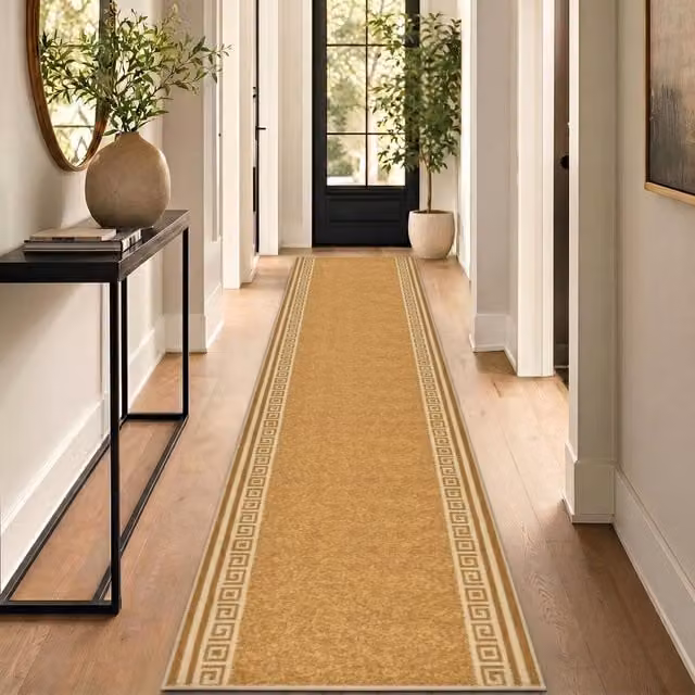 Bravich Greek Key Hallway Runner in Beige, Length: 549 cm