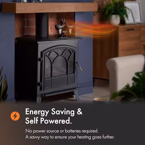 VonHaus Double Stove Fan with 6 Blades in Black – 2