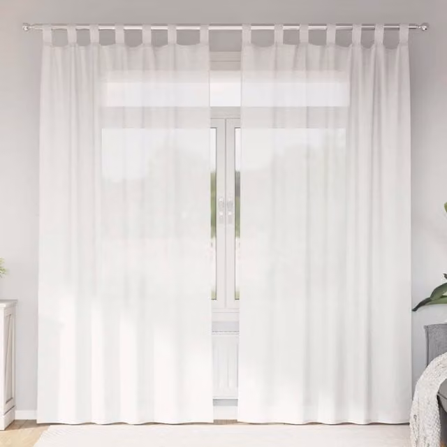 Berkfield Home White Voile Fabric Panel Curtains with Tabs, 2 Pack, W: 140 cm, H: 245 cm