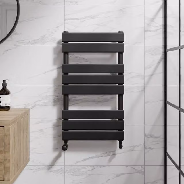 Temprazo Black Steel Wall Mounted Heated Towel Rail