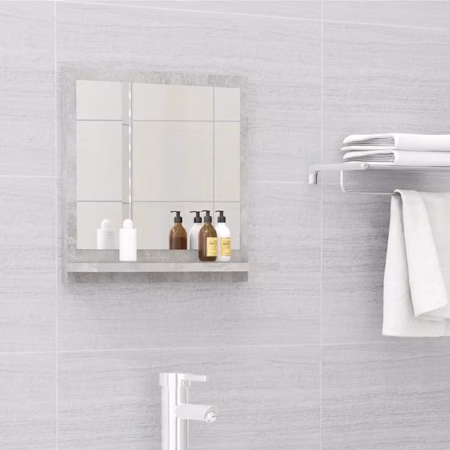 Berkfield Home Rectangular Modern Wall Mirror in Grey, W/D/H: 40 x 10.5 x 37 cm