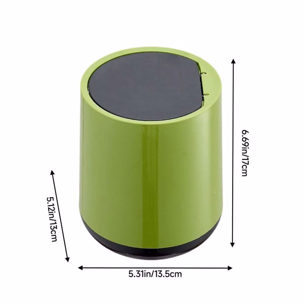 KORVIXA Green and Black Desktop Mini Bin with Touch Lid Cover, 1000ml – 2