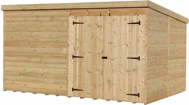 Empire Sheds Empire 4000 9x8 Pent Garden Shed with Double Door, Green