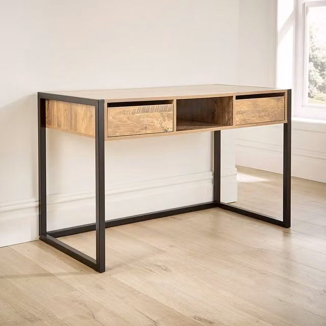 Home Source Toronto Industrial Computer Desk in Oak