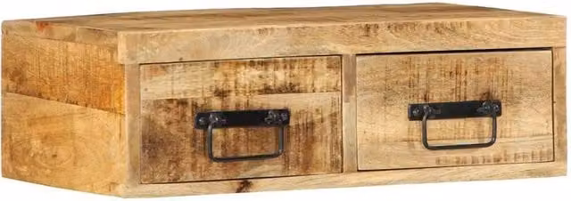 Berkfield Home Wall-mounted Rustic Mango Wood TV Cabinet in Brown, W/D/H: 60 x 30 x 19 cm – 1