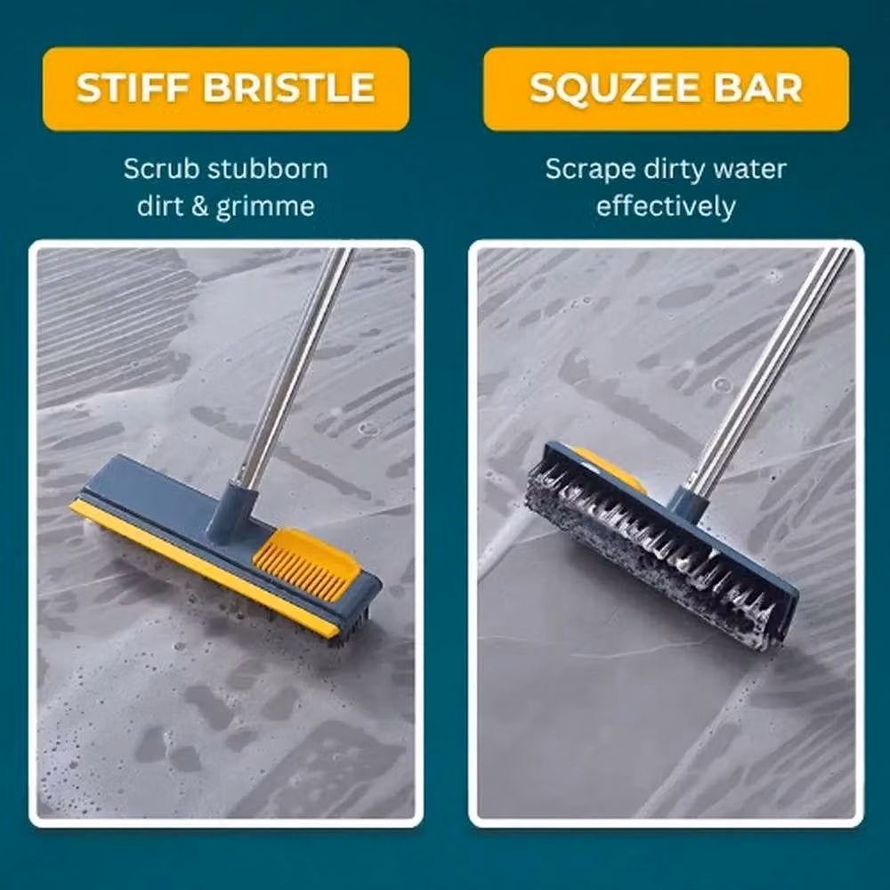 PAWNORA 2 in 1 Floor Scrub Brush and Squeegee with Telescopic Handle, Blue – 4