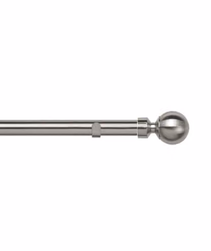 New Edge Blinds Silver Curtain Pole Set with 28mm Fixed Metal Eyelets and Sphere Finials