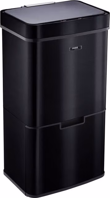 Cooks Professional 75L Recycling Sensor Bin with Dual Compartments and Food Caddy in Black – 1