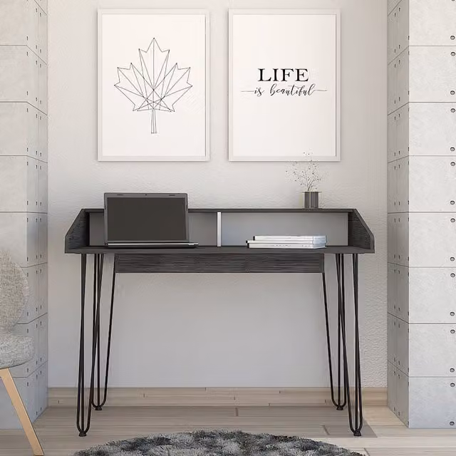 Core Dallas White and Grey Home Office Writing Desk