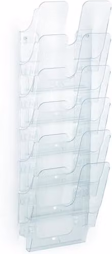 Durable Flexiplus 6 A4 Portrait Wall-Mounted Literature Tray in Transparent Plastic – 1