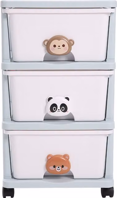 Livingandhome Multi-Tier Freestanding Childrens Toy Organiser in Grey and White, Height: 61 cm
