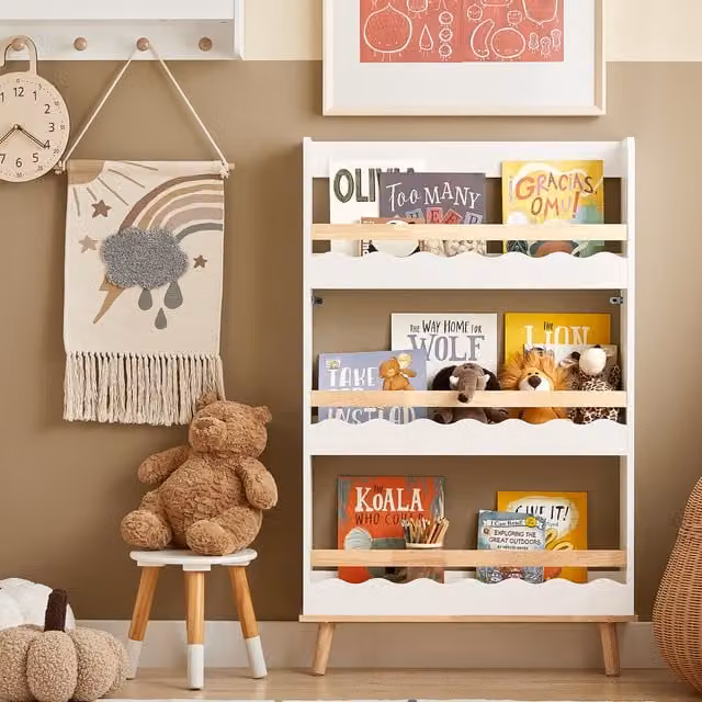 SoBuy 3 Tier White Kids Book Shelf in Lacquered Rubberwood