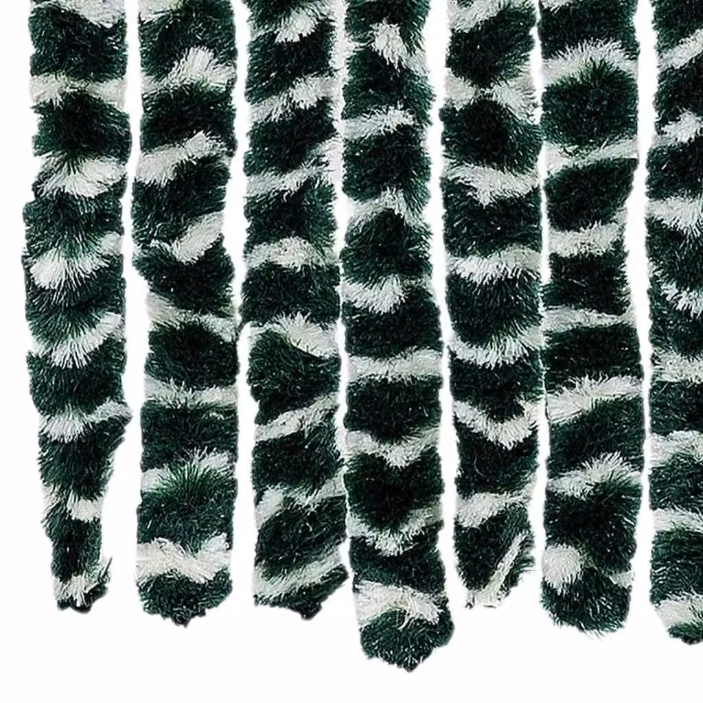 Berkfield Home Chenille Fly Curtain, Green and White Striped, W: 100 cm, H: 230 cm – 5