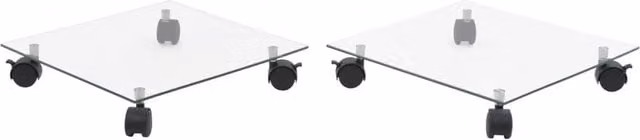 Berkfield Home Plant Rollers, 2 Piece Transparent Tempered Glass Square Planters, W/D/H: 35 x 35 x 35 cm
