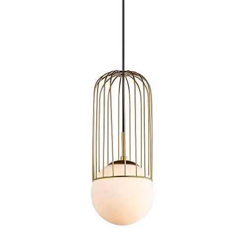 Netlighting Modern Hanging Pendant Light in Gold and White with E27 Socket