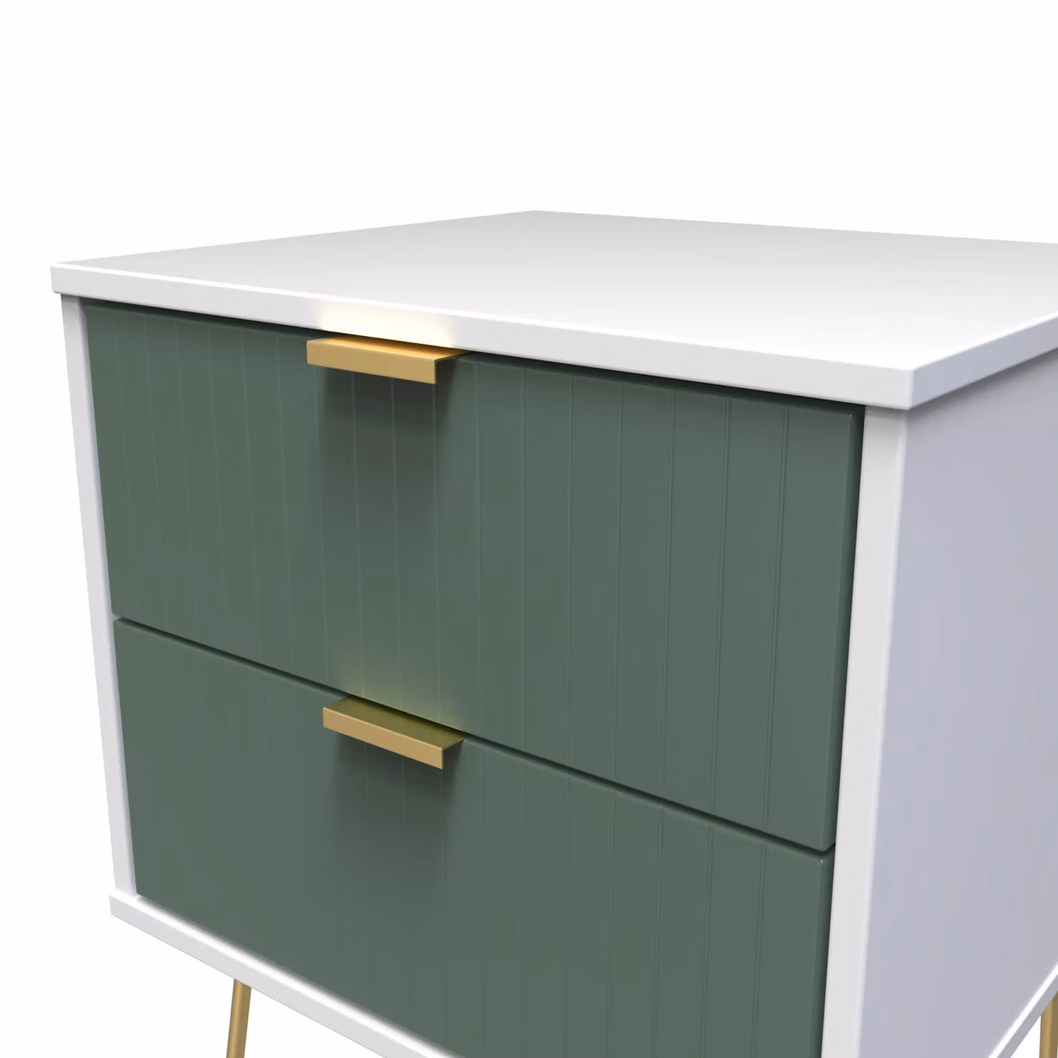 2 U Bexley 2 Drawer Bedside Cabinet in Green and Gold – 3