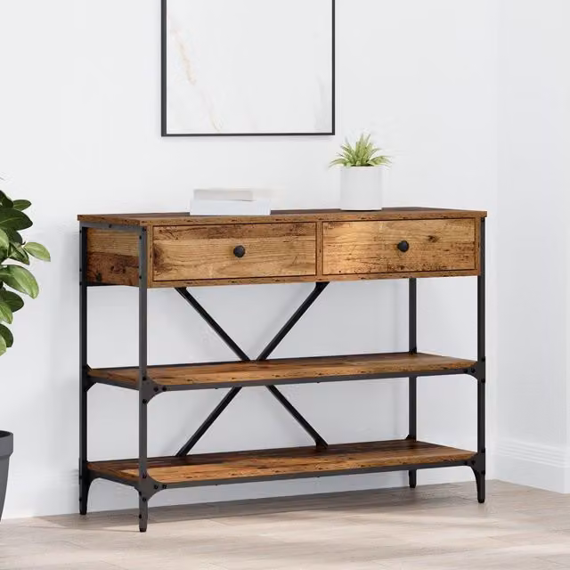 Berkfield Home Rustic Brown Console Table, W/D/H: 100 x 34.5 x 75 cm – 1