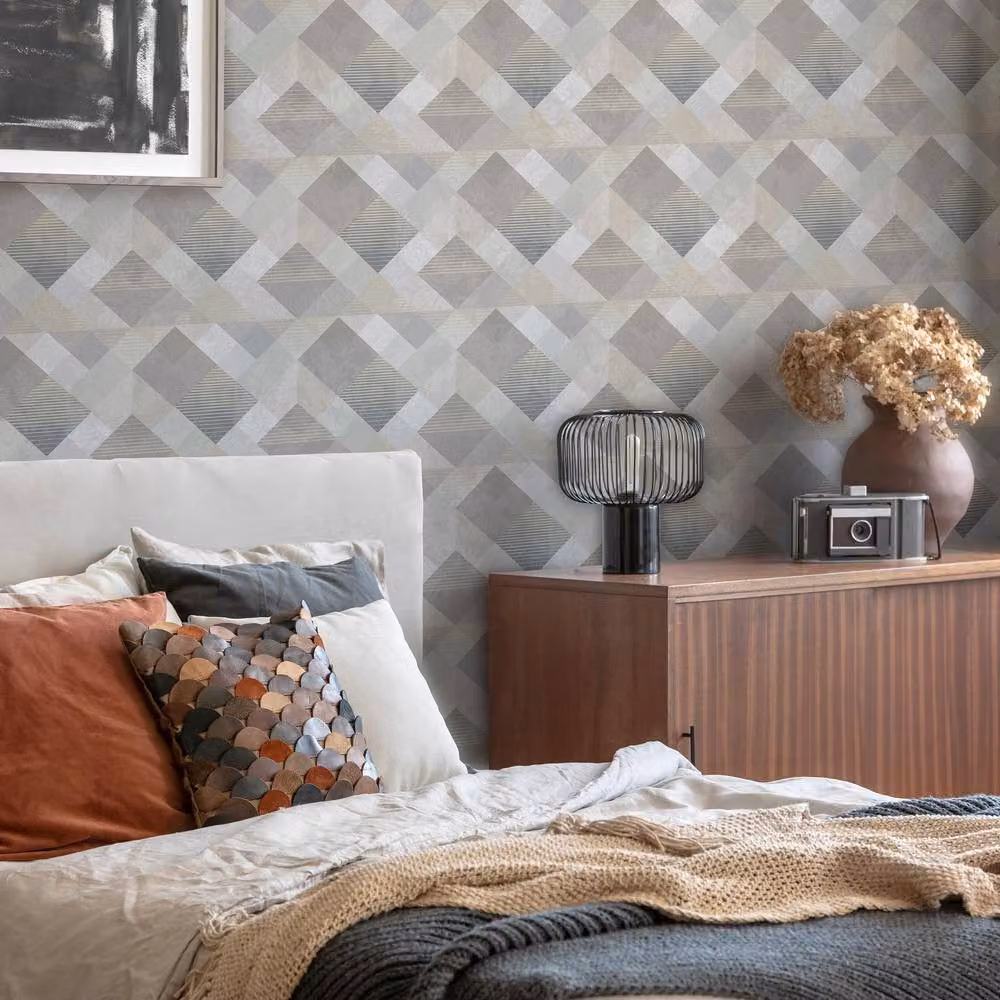 Superfresco Easy Kaleidoscope Geometric Natural Wallpaper in Beige, Width: 52 cm – 3
