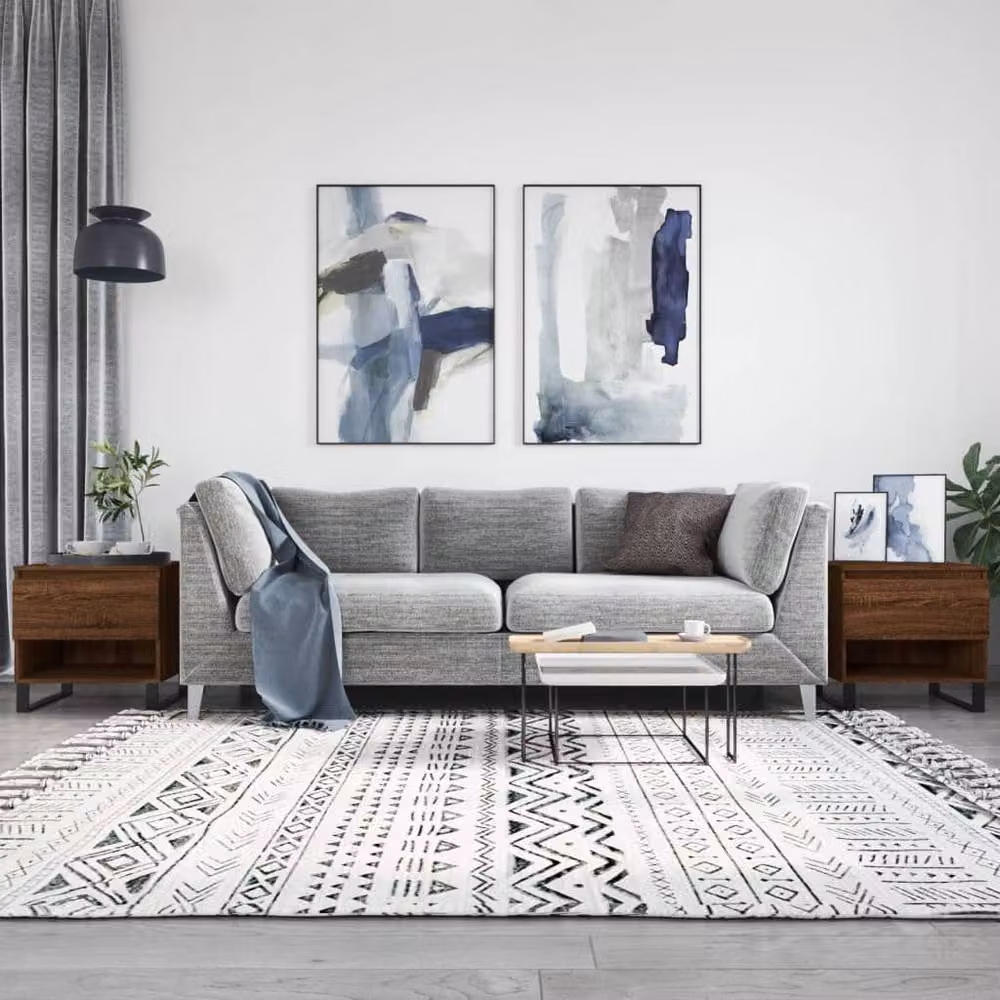 Berkfield Home Set of 2 Modern Nested Coffee Tables, Brown Oak, W/D/H: 50 x 46 x 50 cm – 2