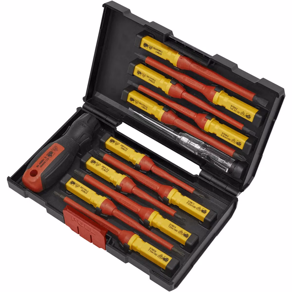 Loops 13 Piece Interchangeable VDE Screwdriver Set, 1000V Shock Proof Insulated Red and Multicolour Stainless Steel Manual Set – 5