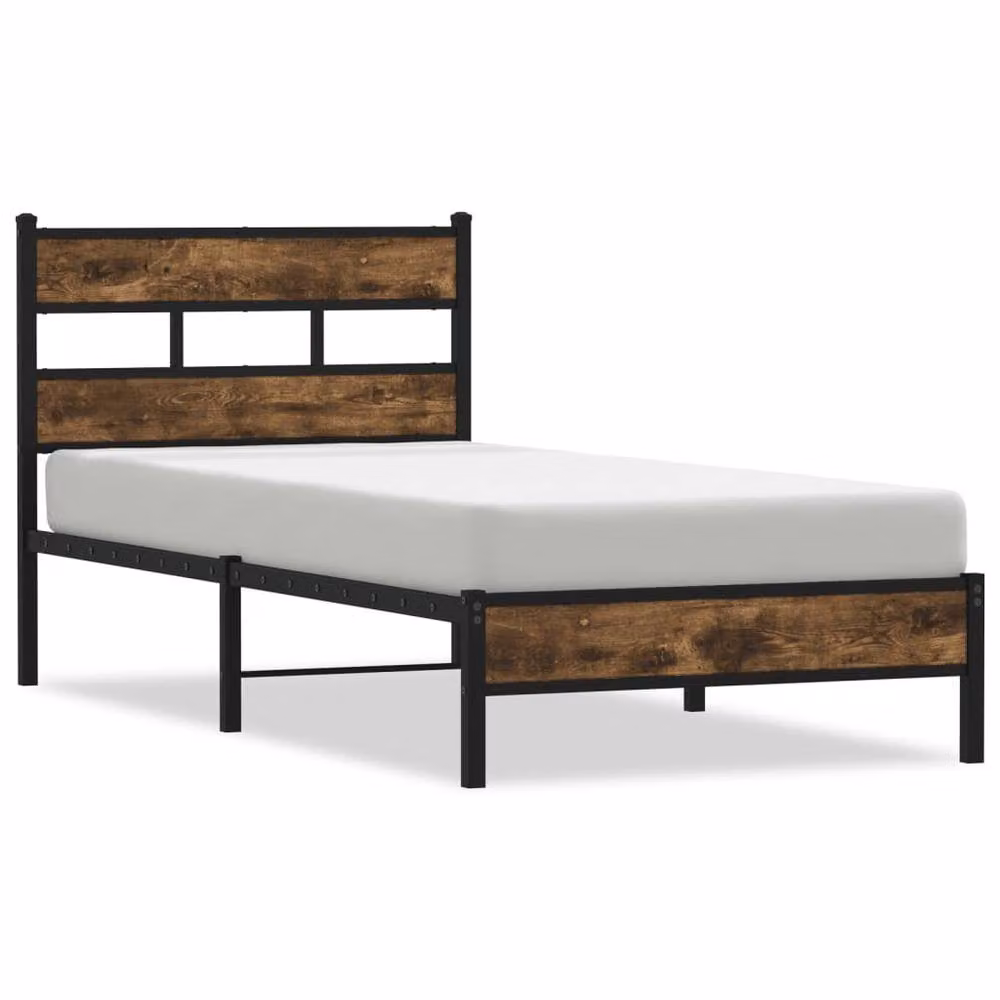 Berkfield Home Elegant Sonoma Oak Bed Frame with Headboard in Brown, W/D/H: 90 x 190 x 95 cm – 3
