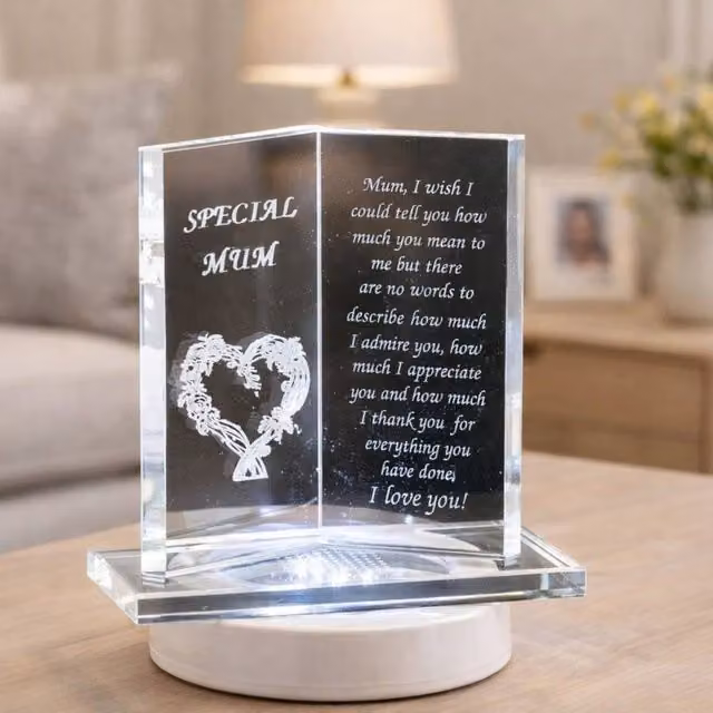 Marco Paul Special Mum LED Light Box Glass Plaque in Clear