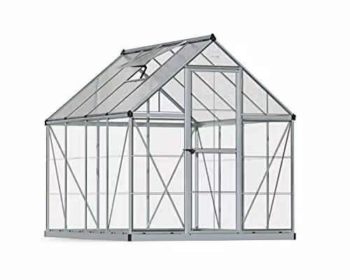 Canopia by Palram Clear as Glass Hybrid Greenhouse in Silver with Polycarbonate and Aluminium Construction – 1