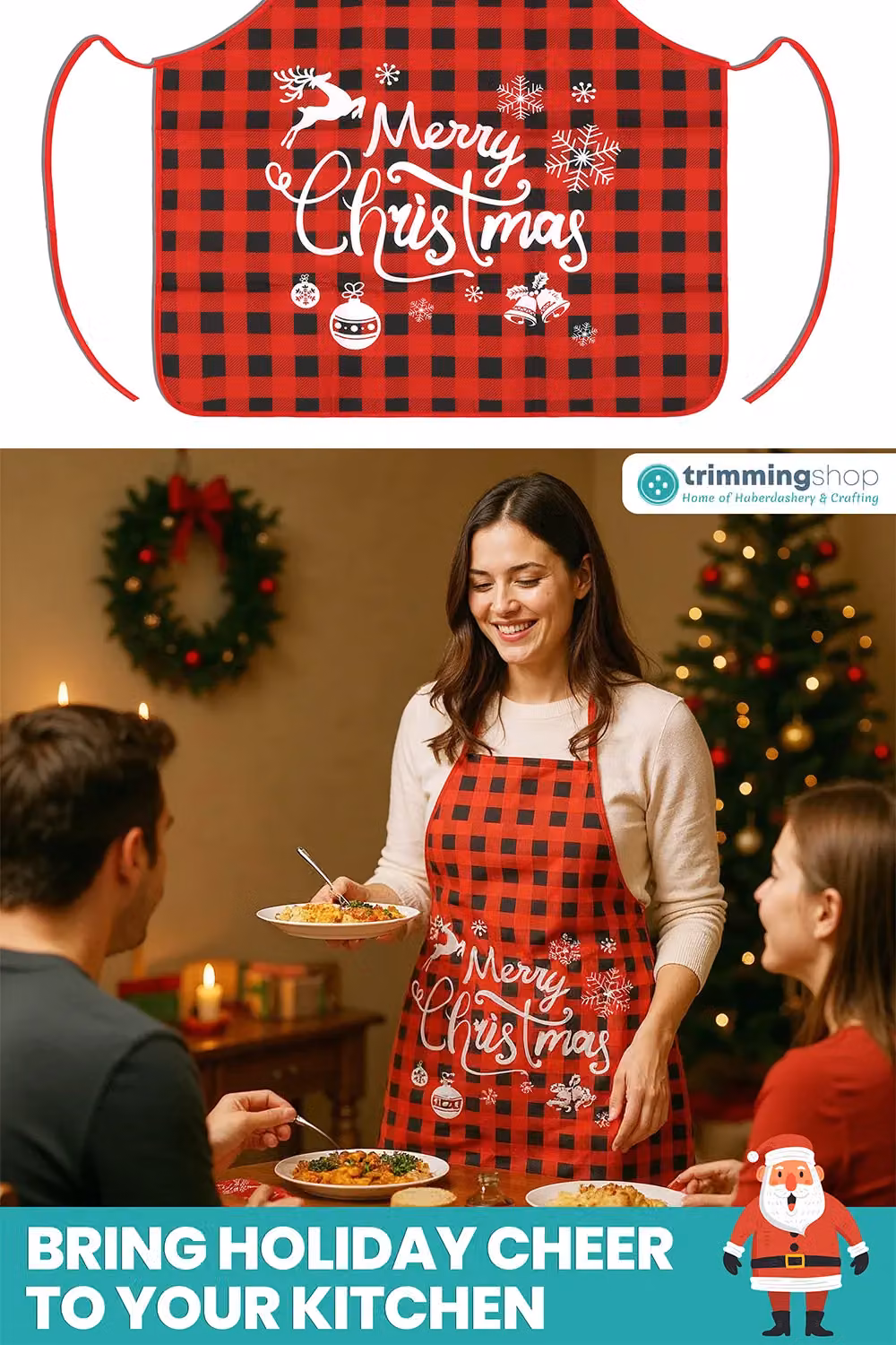 Neel Blue Christmas Apron for Men and Women, W: 60 cm, H: 70 cm – 3