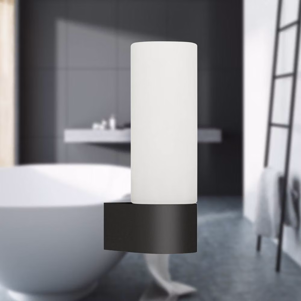 First Choice Lighting Koto Set of 2 Black IP44 Dimmable LED Wall Lights with White Glass Shades – 5