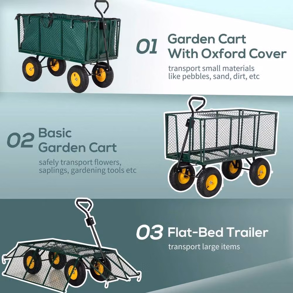 NESTLUNE Heavy Duty Garden Cart Trolley in Green – 5