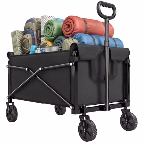 Outsunny 81L Festival Folding Garden Trolley on Wheels, Black