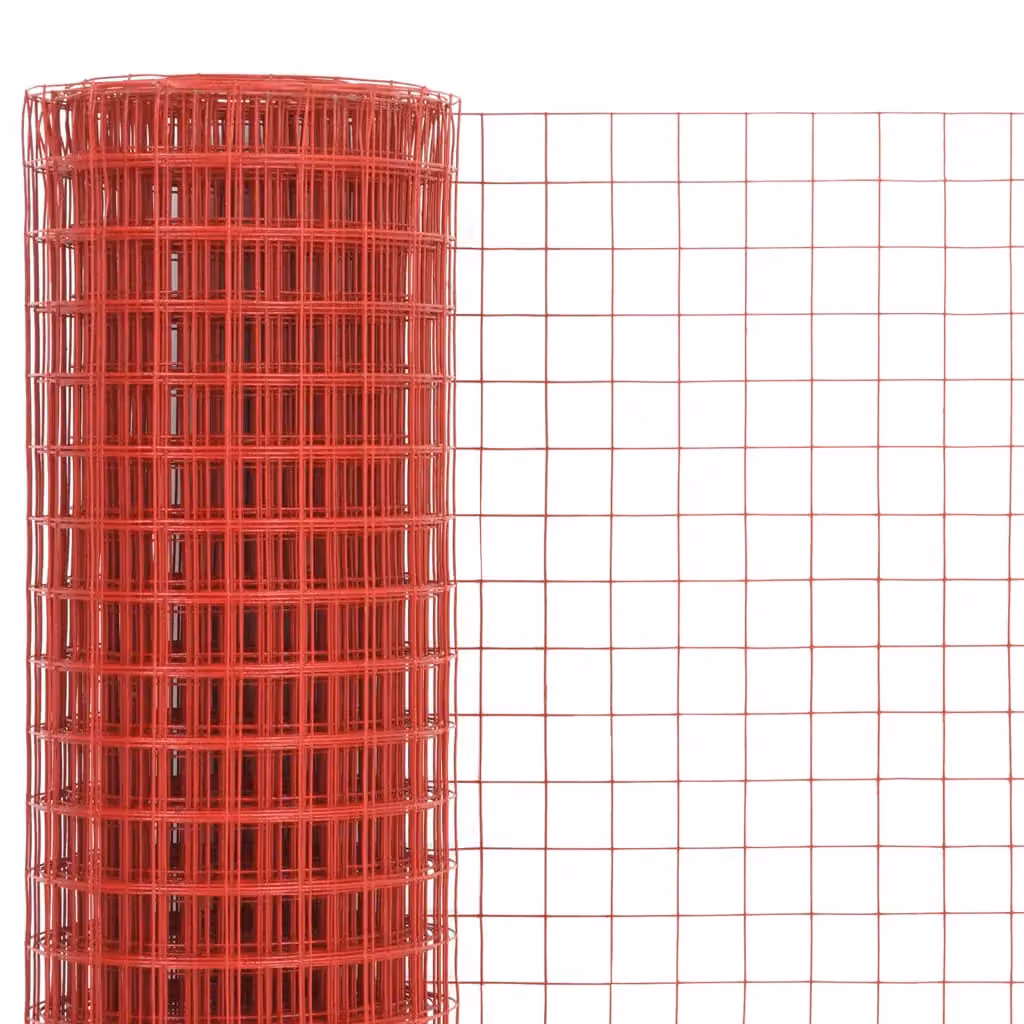 Berkfield Home Red PVC Coated Steel Chicken Wire Fence, 25 x 1 m – 2