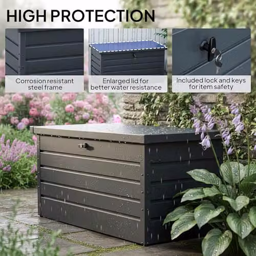 Outsunny 311L Grey Garden Storage Box with Soft-Close Lid and Lockable Feature, W/D/H: 120 x 62 x 62 cm – 5