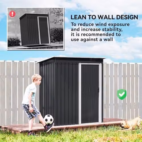 Outsunny Metal Garden Storage Shed with Sliding Door and Lock, Black – 5
