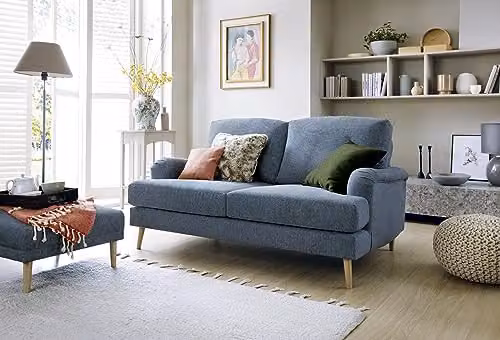 Abakus Direct Harper 2 Seater Sofa in Blue Smart Chenille Fabric – 2