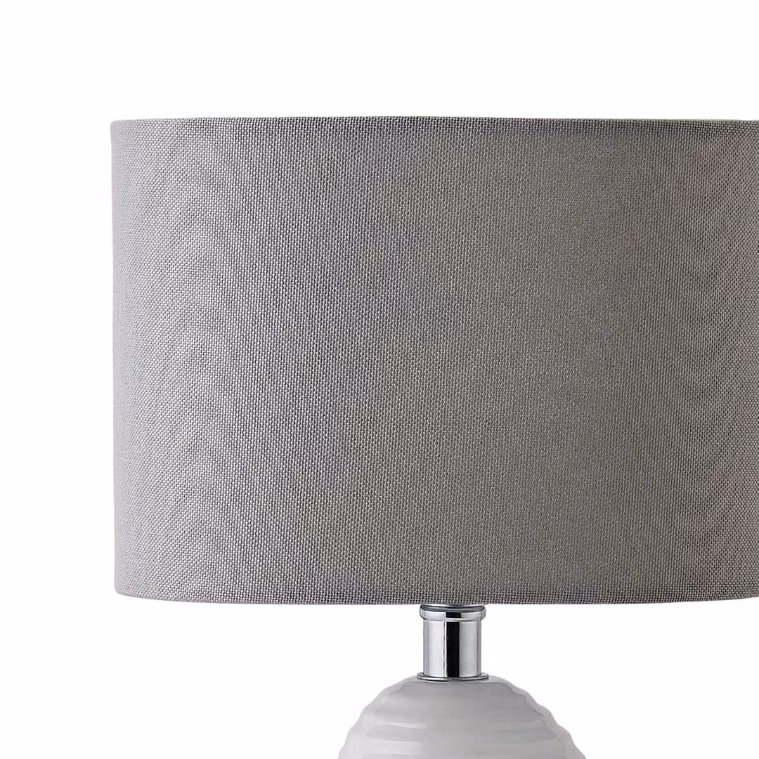 Pagazzi Willow Ceramic Table Lamp with Grey Fabric Shade and White Base – 3