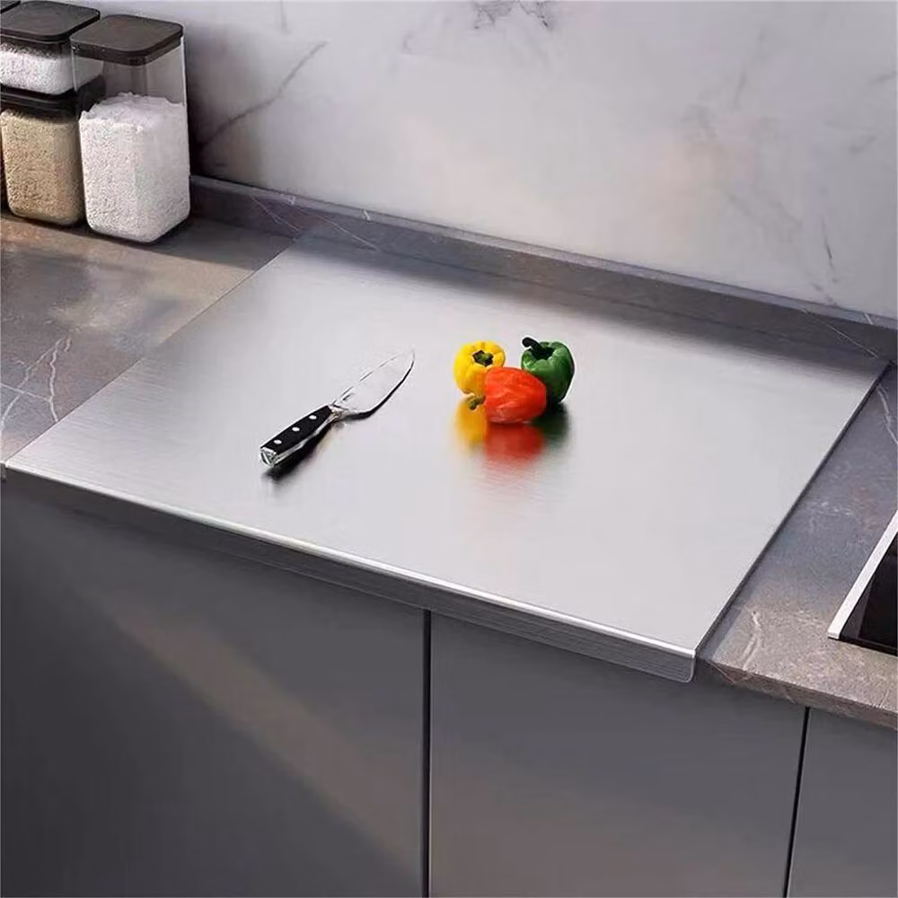 PAWNORA Silver Stainless Steel Rectangular Counter Protector Chopping Board – 2