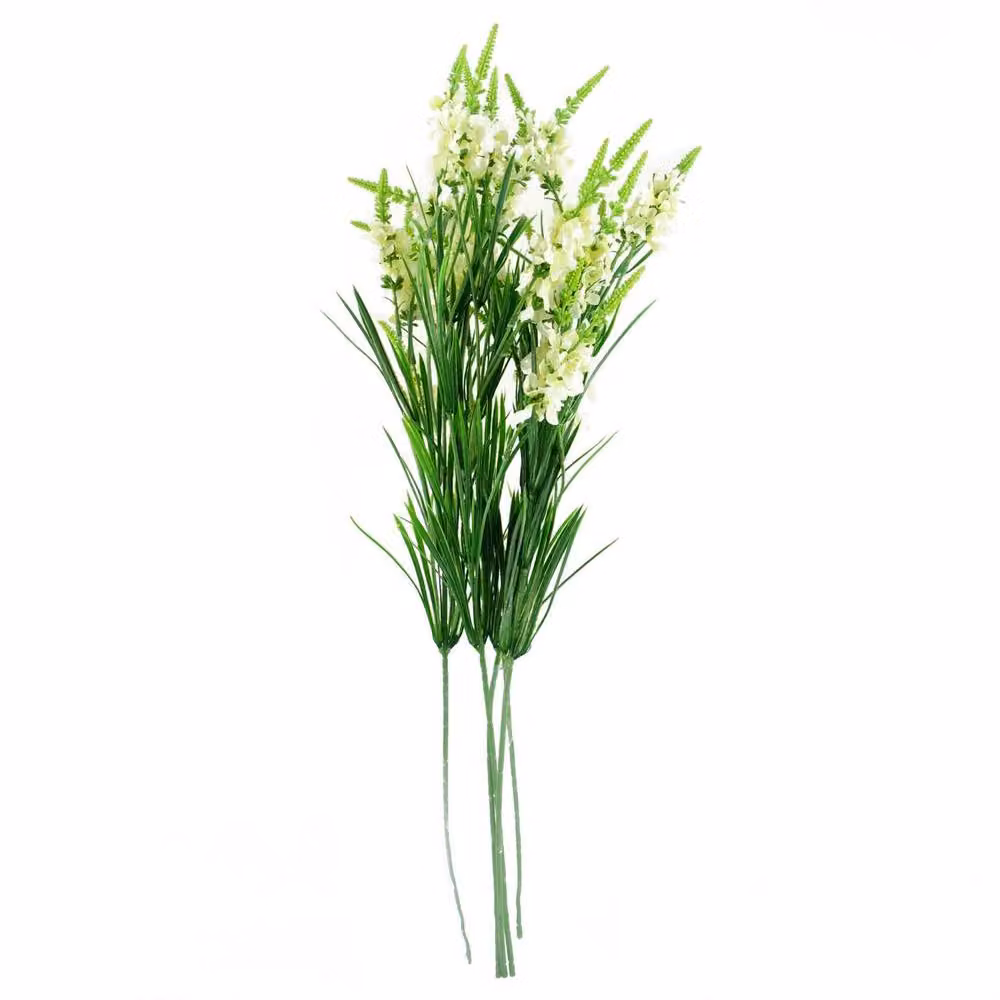 Leaf Pack of 6 White Artificial Larkspur Stems, 80 cm – 2