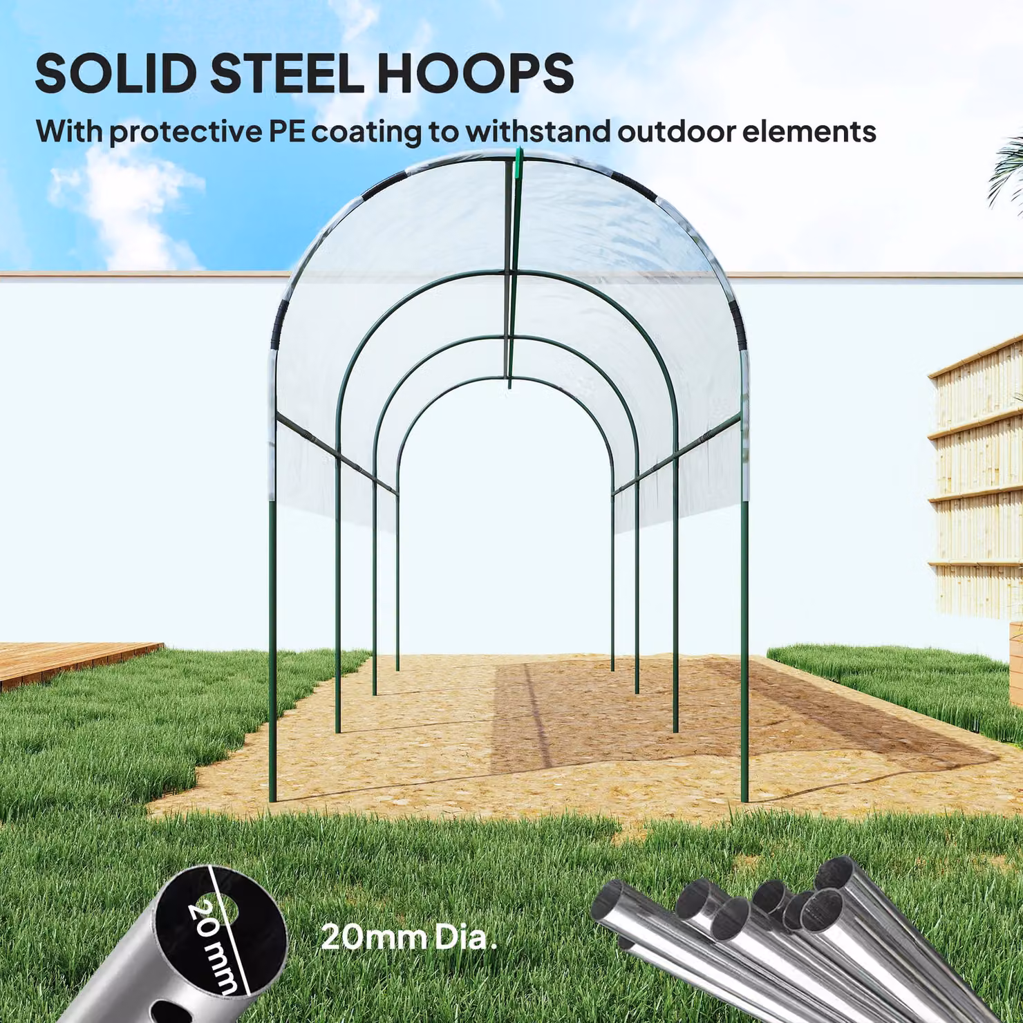 Outsunny Transparent Tunnel Tomato Greenhouse with W/D/H: 400 x 120 x 170 cm – 6