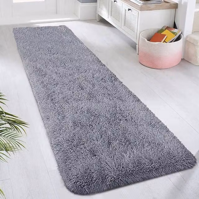 VOGREX Grey Non-Slip Long Hallway Runner Rug, W/D/H: 60 x 220 cm