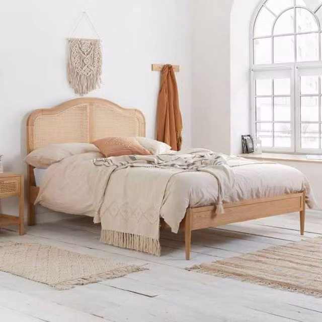 Birlea Leonie King Rattan Bed in Oak Brown, 180 x 200 cm