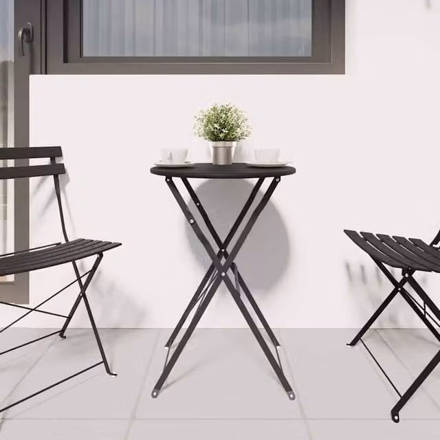 Berkfield Home Modern Folding Bistro Table in Anthracite, W/D/H: 50 x 50 x 71 cm – 1
