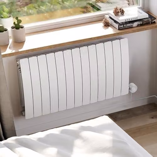 Terma Bergamo E Electric Radiator with Wifi and App Control, White Matt, W: 104.0 cm, H: 59.0 cm, 1.5 kW