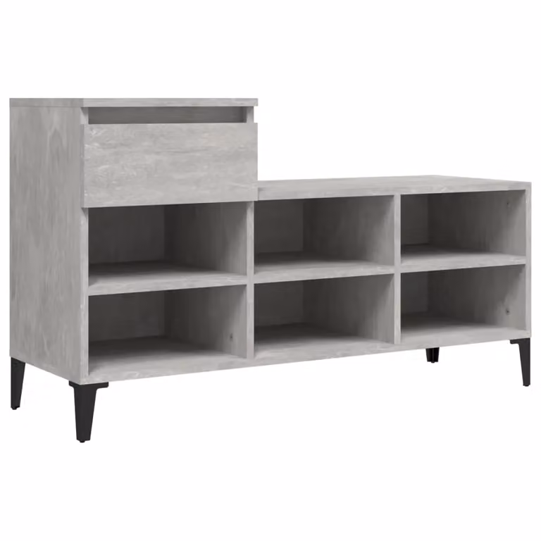 Berkfield Home Modern Shoe Cabinet in Concrete Grey with Integrated Seat, W/D/H: 102 x 36 x 60 cm
