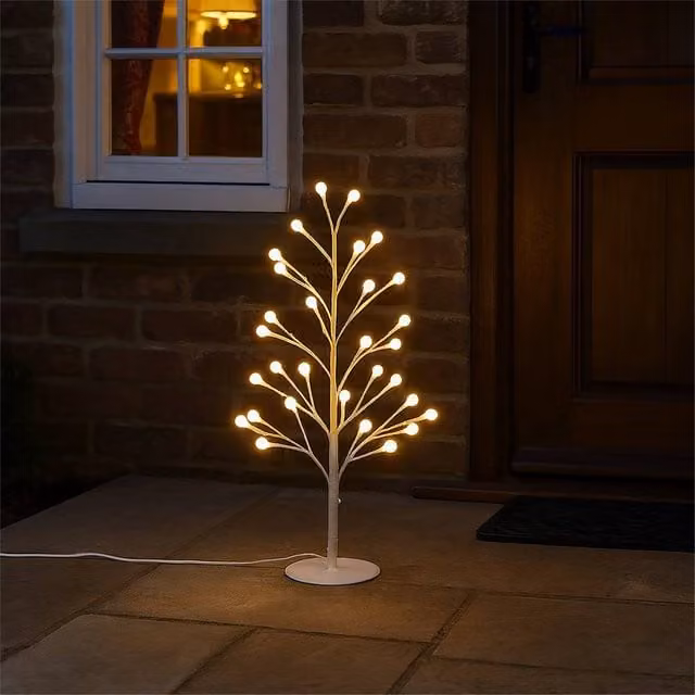 Xmas Haus White Micro LED Christmas Tree with 48 Warm White Lights, Height: 60 cm