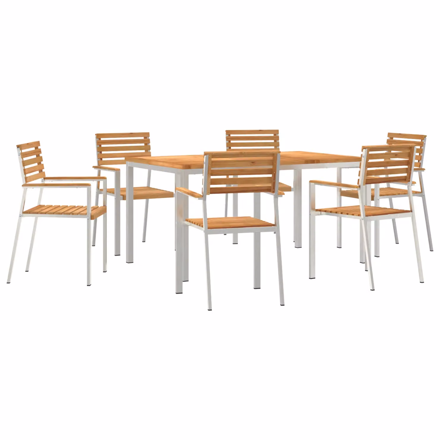 Berkfield Home 7 Piece Modern Teak Garden Dining Set in Brown – 2