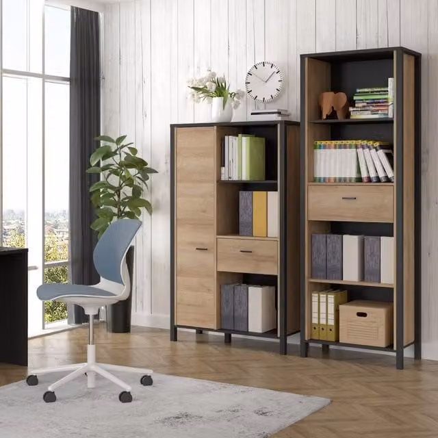 Furniture To Go High Rock Modern Wooden Display Unit in Riveria Oak and Black